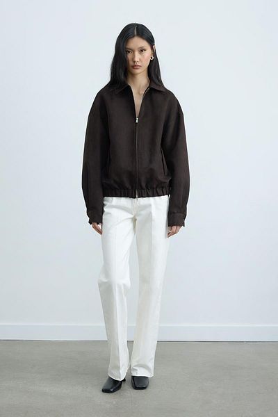 Suud Collection Велурено бомбър яке Chiara в горчиво кафяво