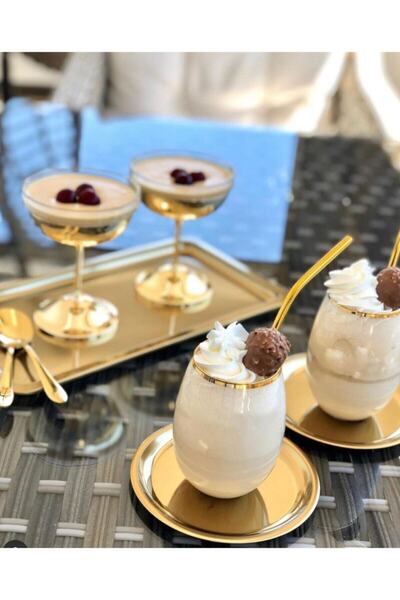 LOVYCO Gold Yuvarlak Sunum Tepsi Altın Renk Metal Tepsi 12 Cm,%100 Titanyum Kaplama 1 Adet