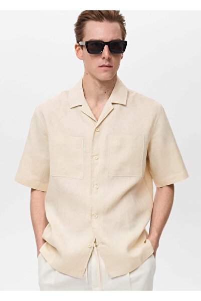 MANGO Man Cămașă cu guler bowling 100% in