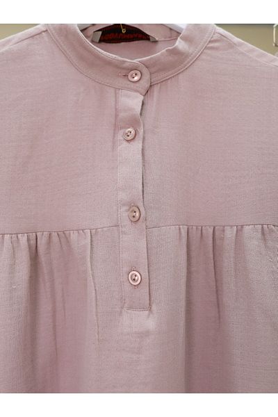 Modamorfo Oval Cut Stand Collar Blouse Skirt, Set - Powder