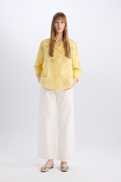 DeFacto Oversize Wide Fit Brode Long Sleeve Shirt B5419Ax25Sp