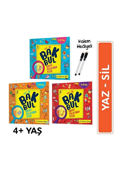 yükselen zeka Mucit Karınca Bak Bul Dikkat Geliştiren Kitap Serisi (4-8 Yaş) Yaz-Sil