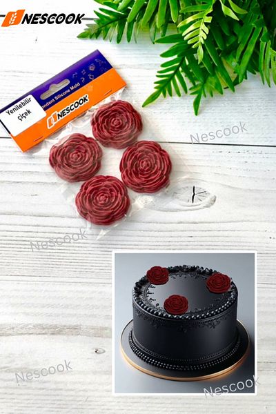 nescook 4 Edible Roses for Cake Decoration