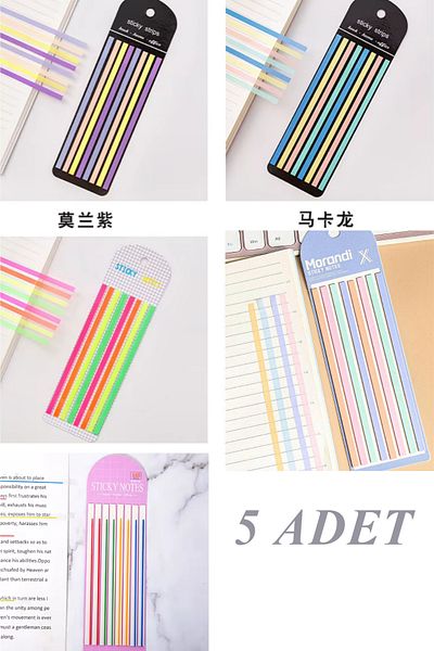NaSaDAN Set of 5 Transparent Sticky Note Papers – 800 Sheets of Adhesive Flags
