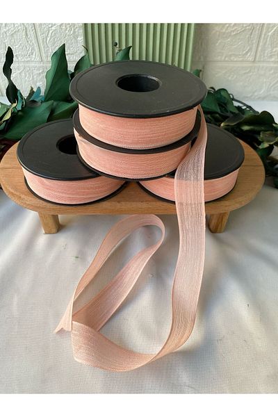 la minör Linen Ribbon 1 Piece Oyster Salmon Color 20 Mt 2.5cm