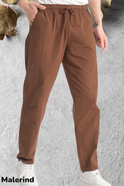 Malerind Ελαστική μέση Λινά - Λεπτό Ύφασμα Καλοκαιρινή Φόρμα Φούτερ