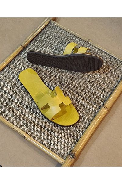 Bostini Sandals شبشب جلدي ملون يومي مريح بنعل H