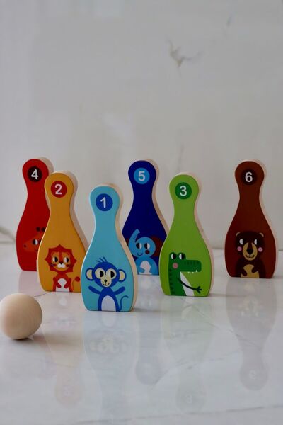 Moory Colorful Animal Figured - Counted Bowling Set - Colorful Bowling Set - Animal Patterned Bowling Set -