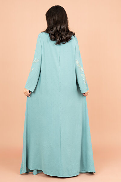 IKKXA Shimmering Crystal Jalabiya with Patterned Crystal Detailing