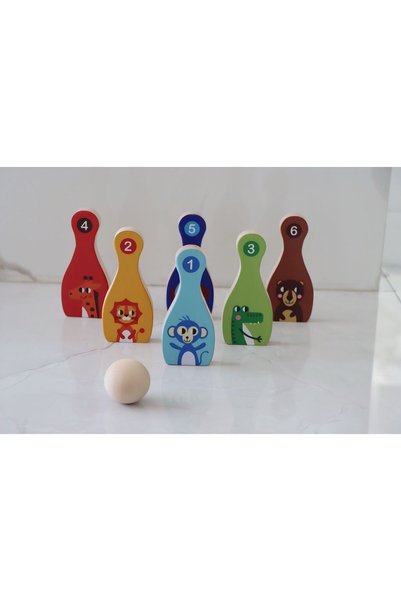 Moory Colorful Animal Figured - Counted Bowling Set - Colorful Bowling Set - Animal Patterned Bowling Set -