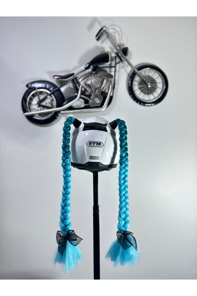 Butik Motor & Motosiklet Yeşil Ombreli Çift Örgü Saç Kask Dış Aksesuar