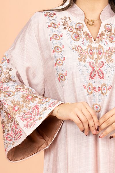 IKKXA Crystal-Embellished Embroidered Jalabiya