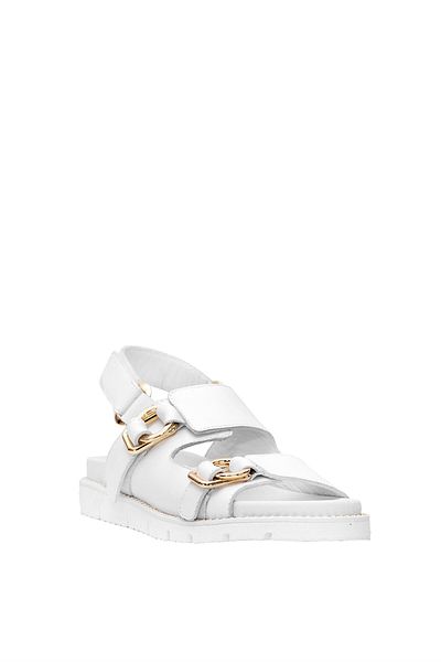Venüs Women's White Genuine Leather Flat Sandals 25440013 Y