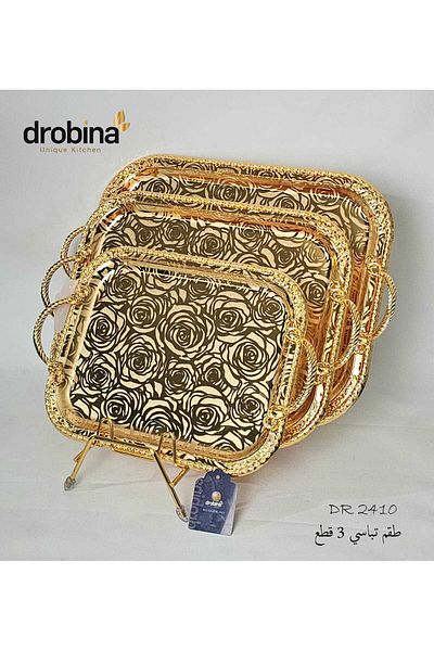 drobina طقم تباسي تقديم فاخر ستانلس ستيل من دروبينا