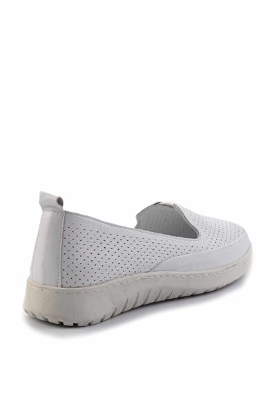 Bambi White Genuine Leather Women's Ballerinas01331055603