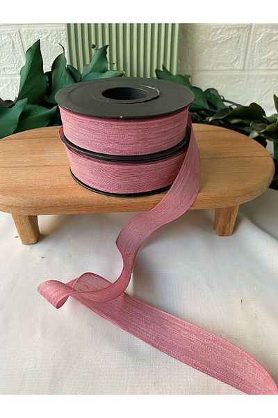 la minör Linen Ribbon 1 Piece of Dusty Rose with Nopeli 20 Mt 2.5cm