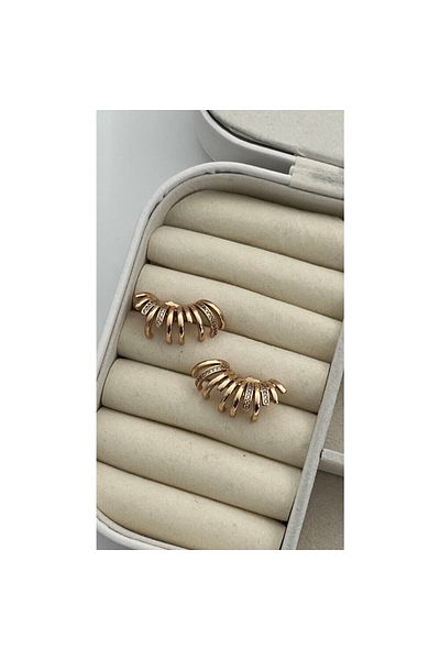 ParlaTakıAksesuar Gold/Rose Color Vip Steel Multiple Look Earrings