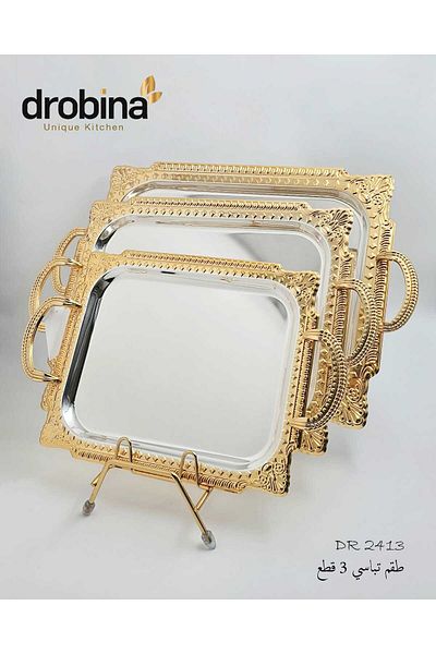 drobina طقم تباسي تقديم فاخر ستانلس ستيل من دروبينا
