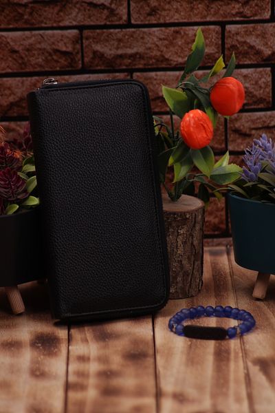 Ozka Leather Collection Unisex Μακρύ Δερμάτινο Πορτοφόλι Πορτοφόλι - Μπλε Βραχιόλι Δώρο 3