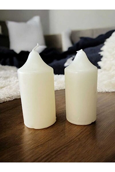 Silindir Mum Şamdan Mumu Beyaz 2 Adet