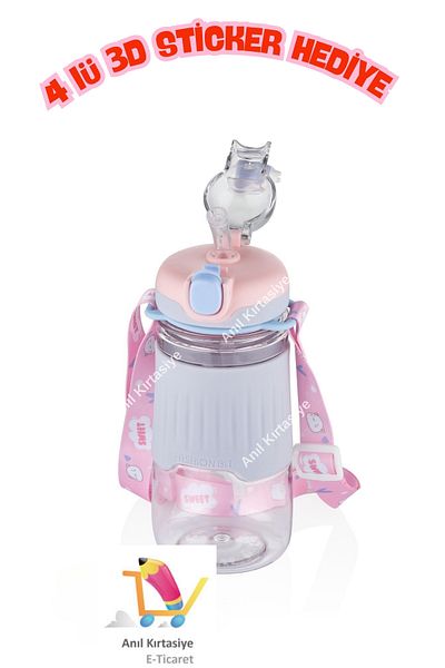 Vagonlife Vagon Life - 600 ML Non-Slip Body, Children's Water Bottle with Animal Figure
