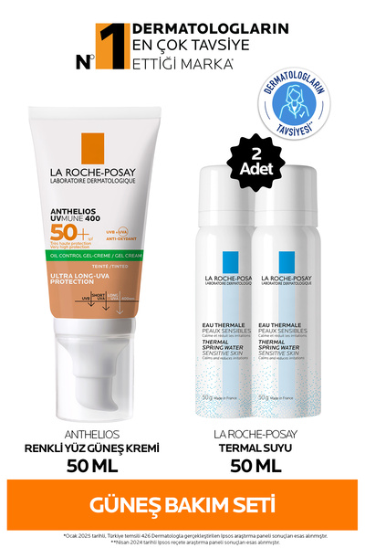 La Roche Posay Güneş Bakım Seti: Anthelios Uvmune Yağlı Ciltler için Renkli Yüz Güneş Kremi 50ML&Termal Su 50MLX2
