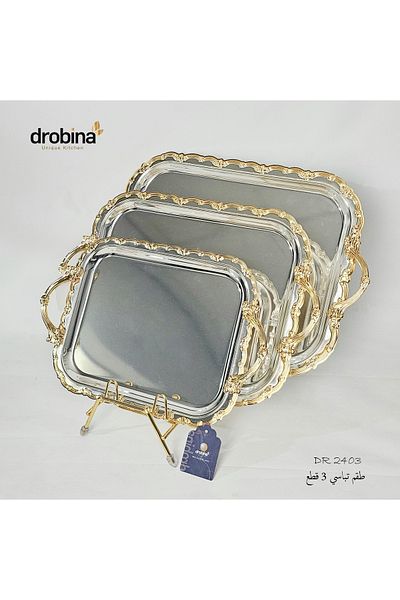 drobina طقم تباسي تقديم فاخر ستانلس ستيل من دروبينا