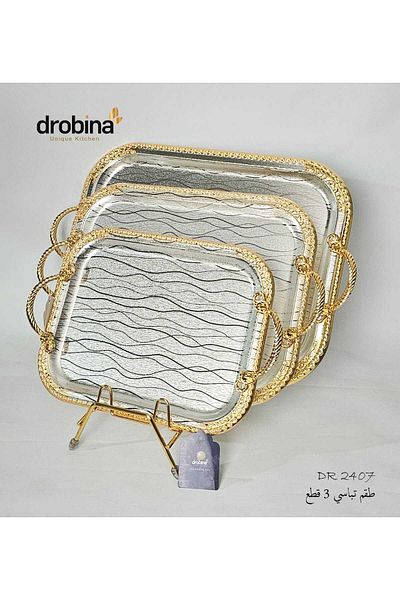 drobina طقم تباسي تقديم فاخر ستانلس ستيل من دروبينا