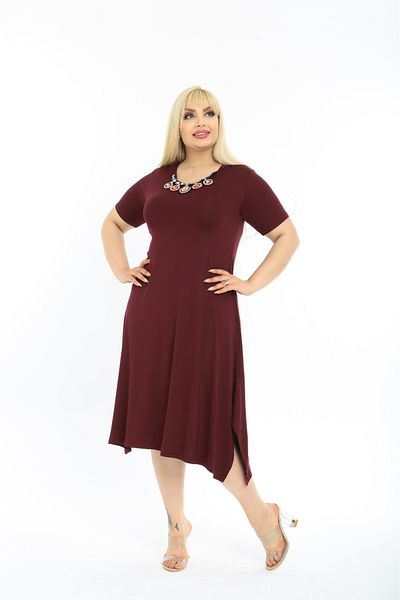 MJORA Lapel Detailed Slit Knitted Comfortable Fit Dress