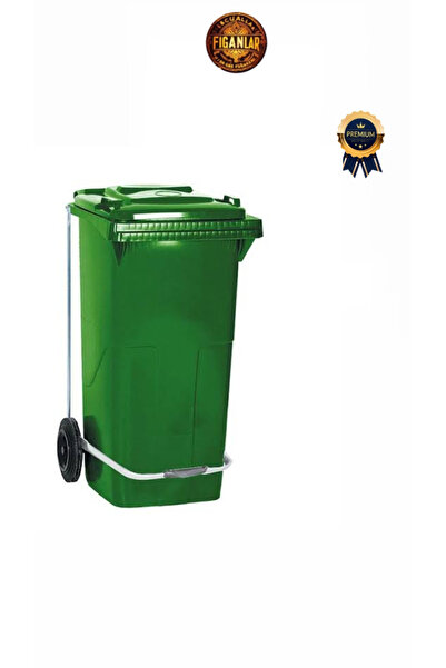 figanlar ambalaj 1. kalite PEDALLI 120 LT yeşil çöp konteyneri atık çöp kovas...