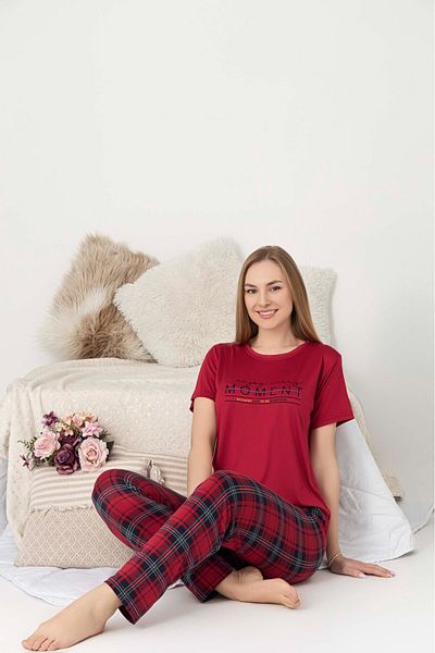 Butik Milan Fabric Red Women's Pajama Set