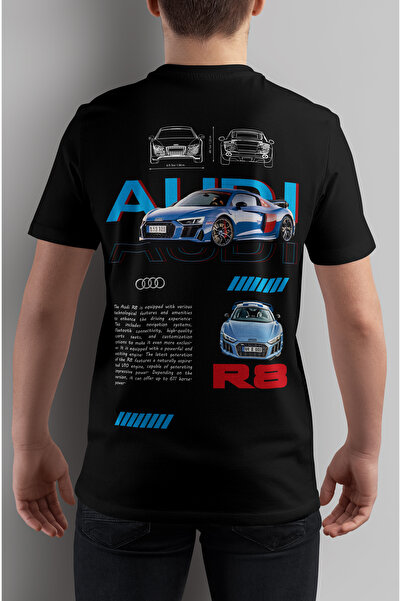 ARS DT Sportif AUDİ T-shirt Araba Tasarımlı Unisex Şık Baskılı Oversize Siyah...