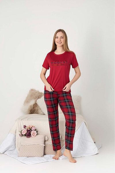 Butik Milan Fabric Red Women's Pajama Set