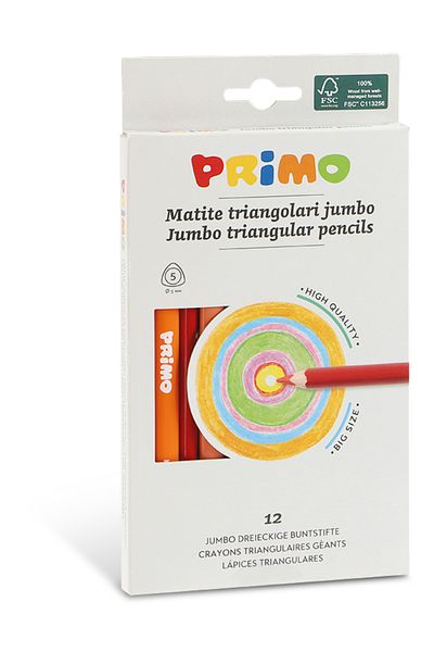 Primo أقلام تلوين مثلثة جامبو 12 لون