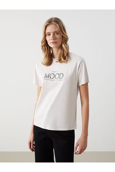 LC Waikiki Γυναικείο μπλουζάκι με στάμπα Crew Neck