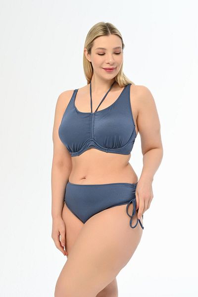 AQUAVİVA Aquaviva Women Indigo Plus Size Azura Gathering Sliding Bikini Set