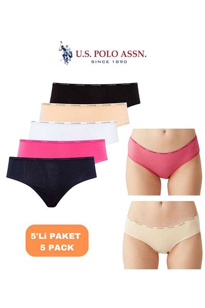 U.S. Polo Assn. Women's Fashion Girdle, 47% Modal 47% Cotton 6% Elastane High Waist 5-Pack Girdle