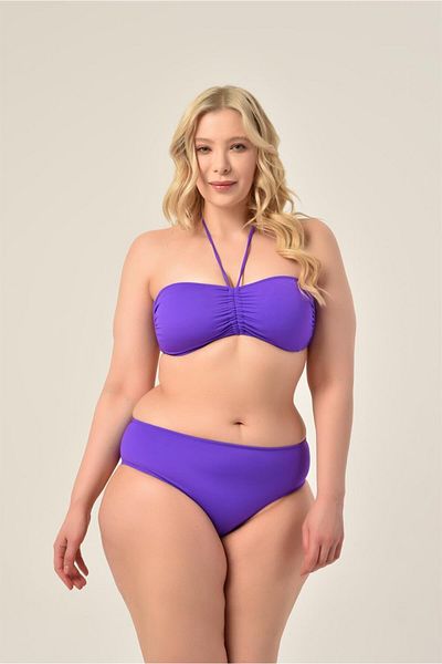 AQUAVİVA Aquaviva Women's Plus Size Purple Strapless Halterneck Bikini Set