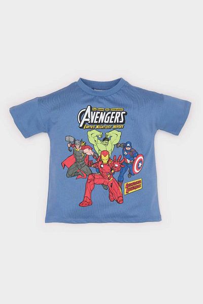 DeFacto Νέα σεζόν Baby Boy Marvel Avengers Crew λαιμόκοψη κοντομάνικο μπλουζάκι