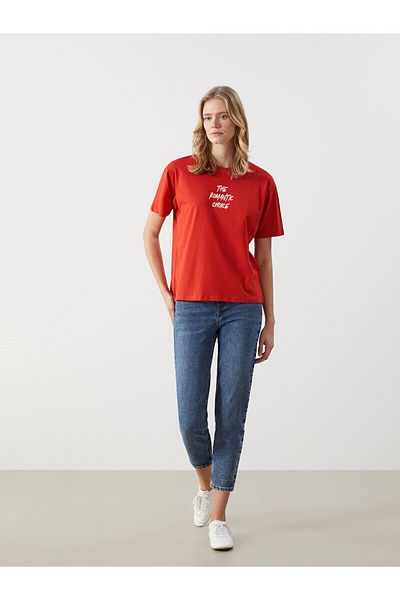 LC Waikiki Crew Neck Printed Oversize Women's T-Shirt