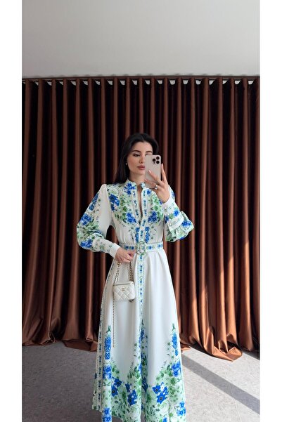 HAZELANNA Green Patterned Imported Dress