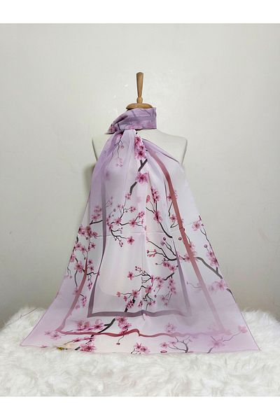 REMOMODA Gradient Flower Patterned Chiffon Shawl