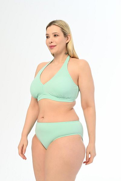 AQUAVİVA Aquaviva Women's Mint Large Size Halterneck Triangle Elena Bikini Set