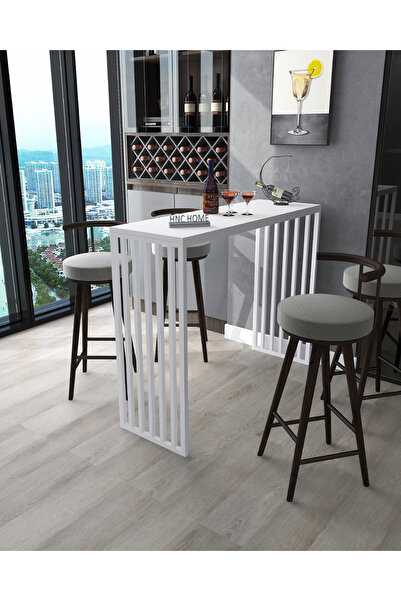HNC HOME Bar Masası Metal İskeletli Yüksek Yemek Masası Mutfak Masası Dresuar...
