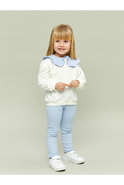 LC Waikiki M&B Collection Ekru Peter Pan collar Baby Girl Sweatshirt and Legg...