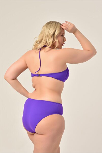 AQUAVİVA Aquaviva Women's Plus Size Purple Strapless Halterneck Bikini Set
