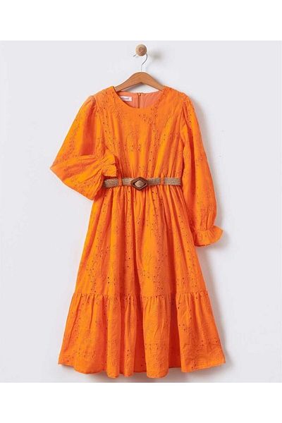 ESKİŞEHİR YUMURCAK Belt Detailed Scalloped Fabric Dress