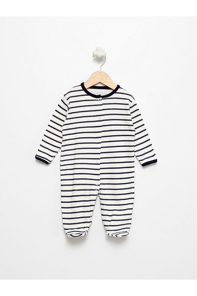 Alihan 100% Cotton Patterned Black-Navy Blue 3-Piece Baby Rompers