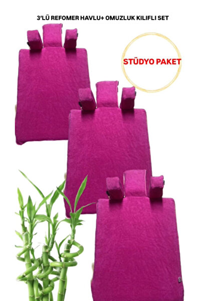 reformpazar Reformer Havlusu Kaydırmaz Fuşya Omuzluk Kılıflı 3'LÜ Stüdyo Paket
