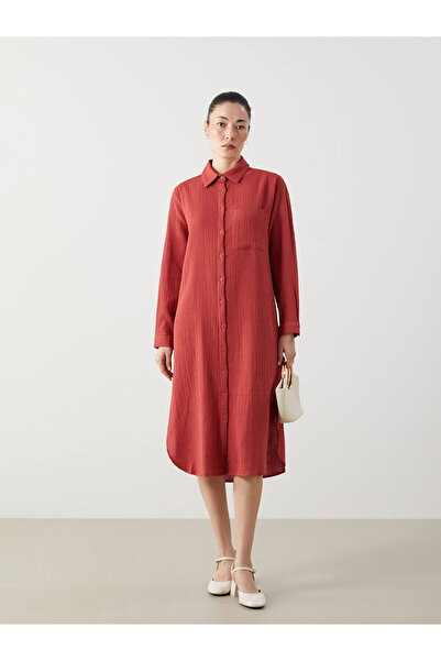 LC Waikiki Özmarka Νέα Σεζόν Με υφή Γυναικεία Πουκαμισοφόρεμα